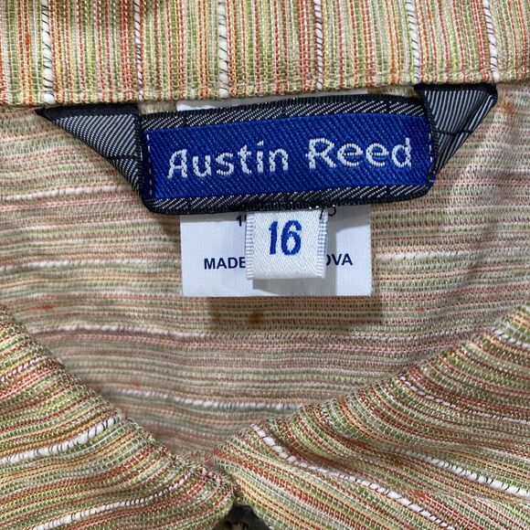 Austin Reed Gold Muted Stripe 3/4 Sleeve Button Up Shirt Women's Sz‎ 16 - Picture 6 of 8